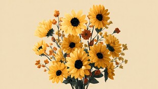 明亮向日葵花束的美丽瞬间