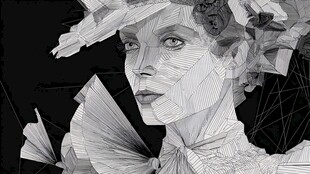 立体几何风格的人物肖像画