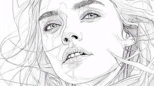 线条勾勒的女性柔美面容