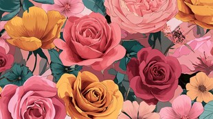 缤纷多彩花卉图案背景