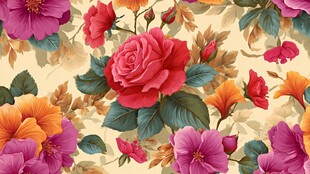 复古花卉图案背景图