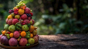 多彩水果堆叠成的视觉盛宴