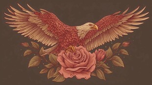 展翅雄鹰伴娇艳玫瑰