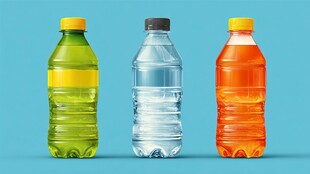 三色瓶装饮料展示