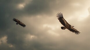 天空中翱翔的两只雄鹰