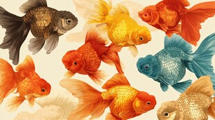 多彩金鱼群游图