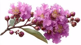 美丽绽放的紫色紫薇花枝