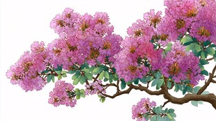 盛开的紫薇花枝头美景