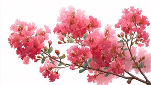 娇艳盛开的粉色紫薇花枝