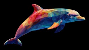 彩色多边形海豚艺术插画
