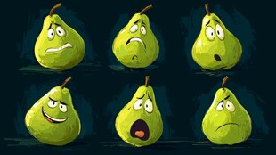 表情各异的卡通梨子形象