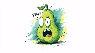 受惊的卡通梨子形象