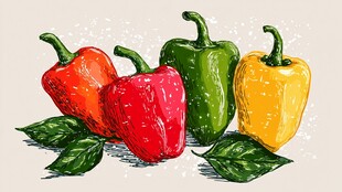 彩椒插画 色彩鲜艳的蔬菜