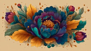 绚丽多彩花卉插画