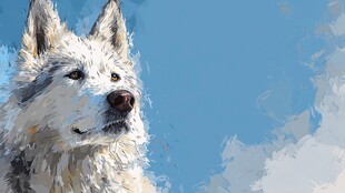 雪地狼犬 仰望蓝天