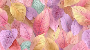 梦幻多彩叶片背景图案