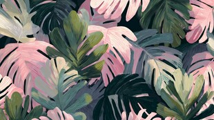 热带梦幻植物叶图案背景