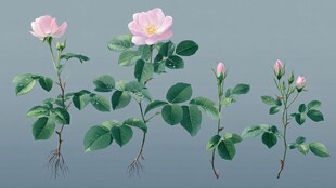 蔷薇花植株生长阶段展示