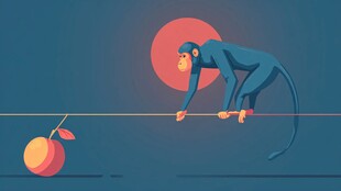 猴子伸手够桃的瞬间