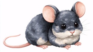 可爱灰毛小老鼠插画