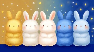 五只萌兔排排站