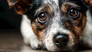 萌态小狗的深情凝视