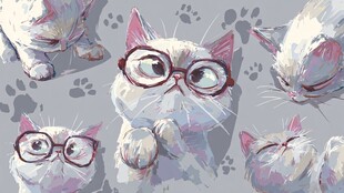 可爱戴眼镜猫咪插画图案