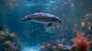 海豚悠游于绚丽海底世界