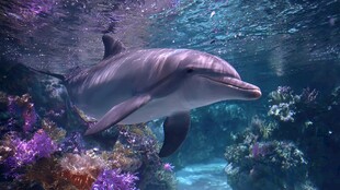 海豚悠游于绚烂海底世界