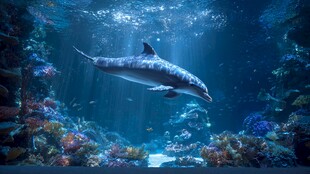 海豚畅游绚丽海底世界