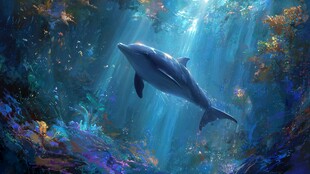梦幻海底的海豚畅游景象