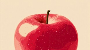 鲜红诱人的单个苹果