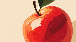 红苹果插画 清新简约风格