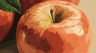 鲜艳红苹果的精美绘画