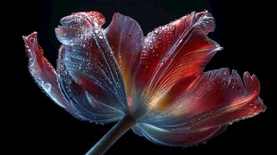 带露红郁金香绝美特写