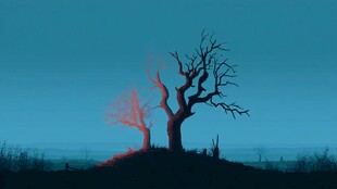 暗夜红枯树的神秘景象