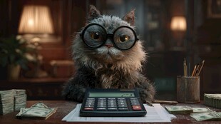 萌猫算账显可爱模样