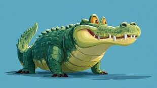 可爱卡通鳄鱼形象展示