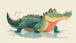 可爱卡通鳄鱼插画形象