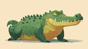 卡通鳄鱼形象插画