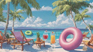 热带海滩惬意休闲时光