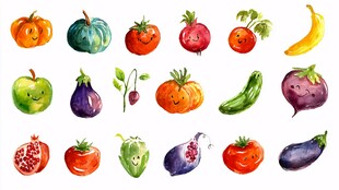 可爱笑脸蔬菜水果集合