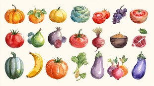 多彩手绘蔬果集合