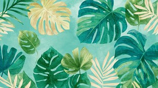 热带风情水彩植物图案