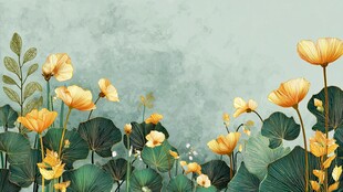 春日黄花绿植清新插画