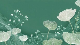 清新绿底花卉插画背景