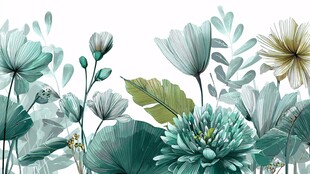 清新绿植花卉插画背景