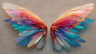 梦幻绚丽彩色天使翅膀