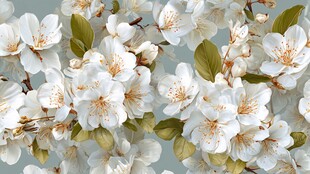 洁白繁花绽放枝头