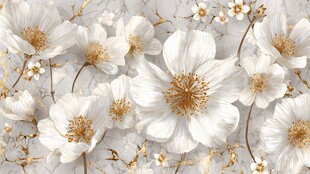 白色繁花大理石纹理背景图